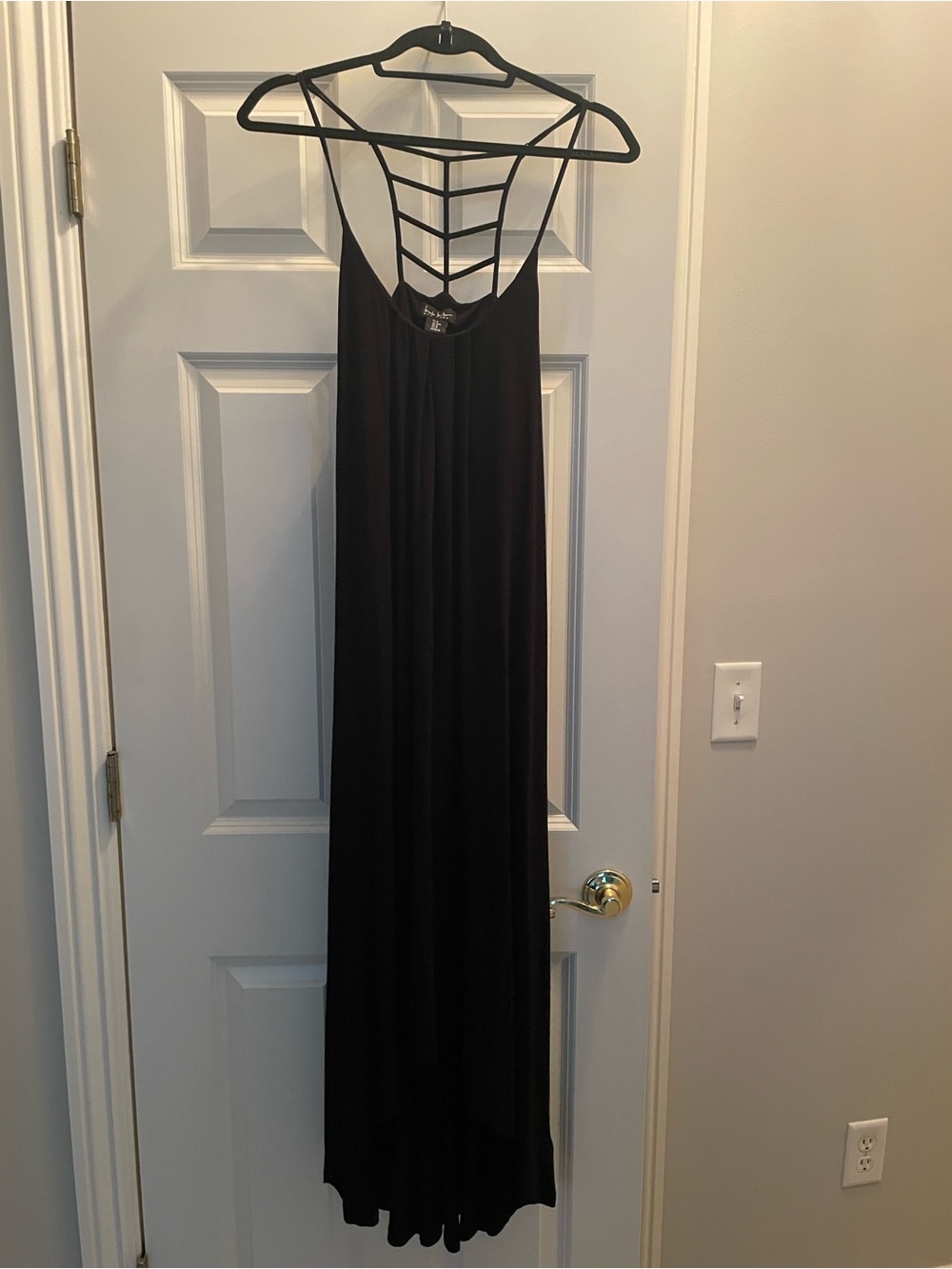 Black Backless Strappy Mid Dress